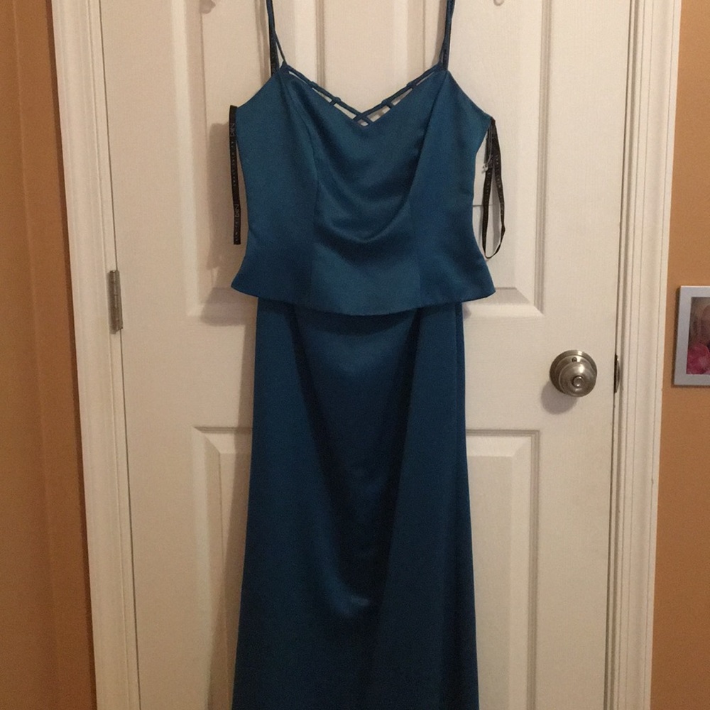 Turquoise 2 piece prom dress